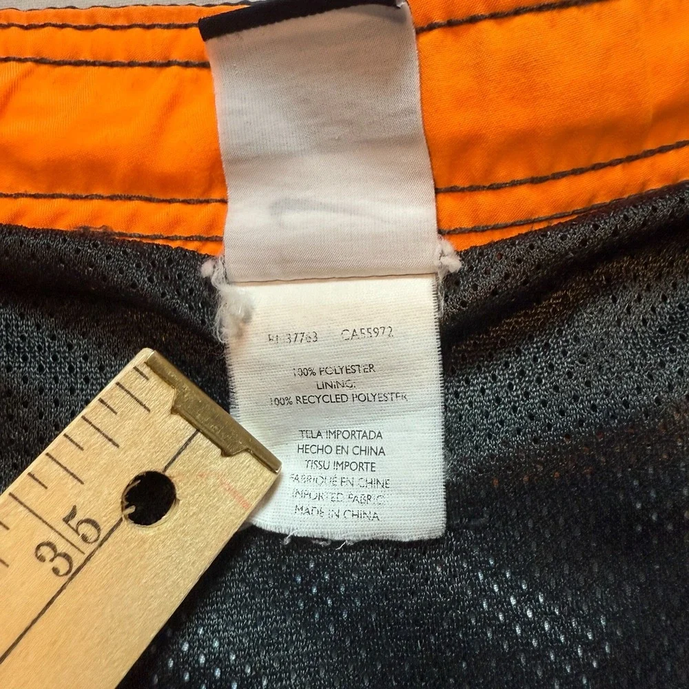 Nike Swim Trunks Fade Stripe Volley Black Orange‎ Swimsuit Shorts Men's Size 2XL